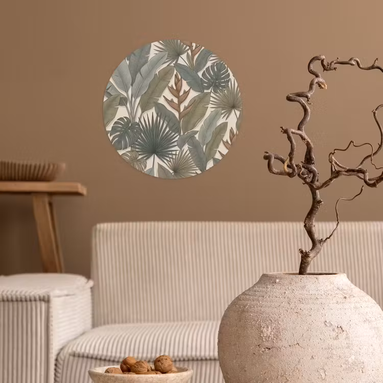 Planten - Tropisch - Natuur - Illustratie - Groen Wandcirkel behangsticker klein -sfeer1