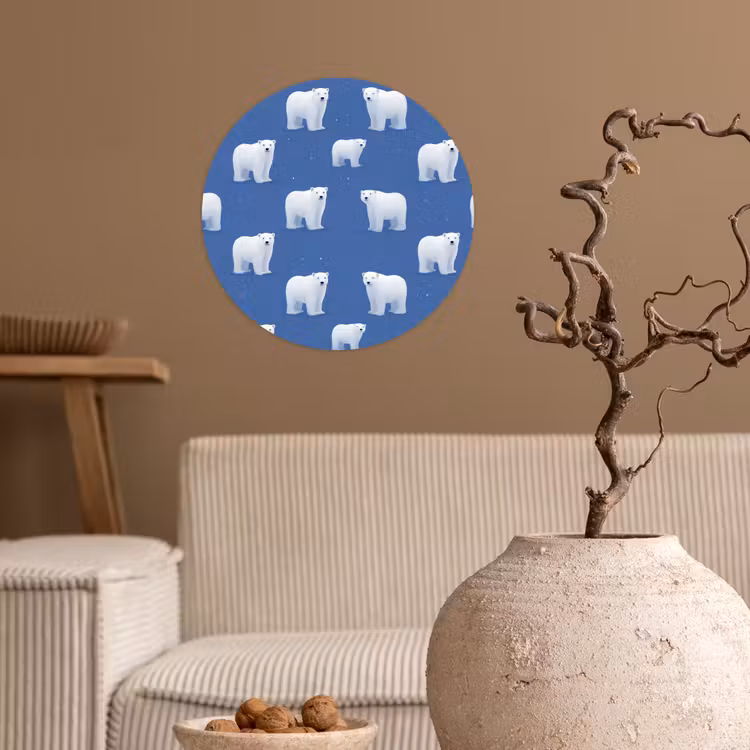 IJsbeer - Patroon - Blauw Wandcirkel behangsticker klein 186 -sfeer1