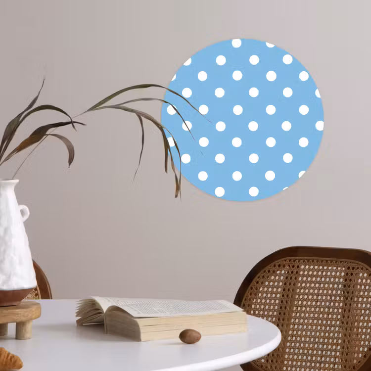 Polka - Dots - Blauw Wandcirkel behangsticker klein 186 -sfeer3