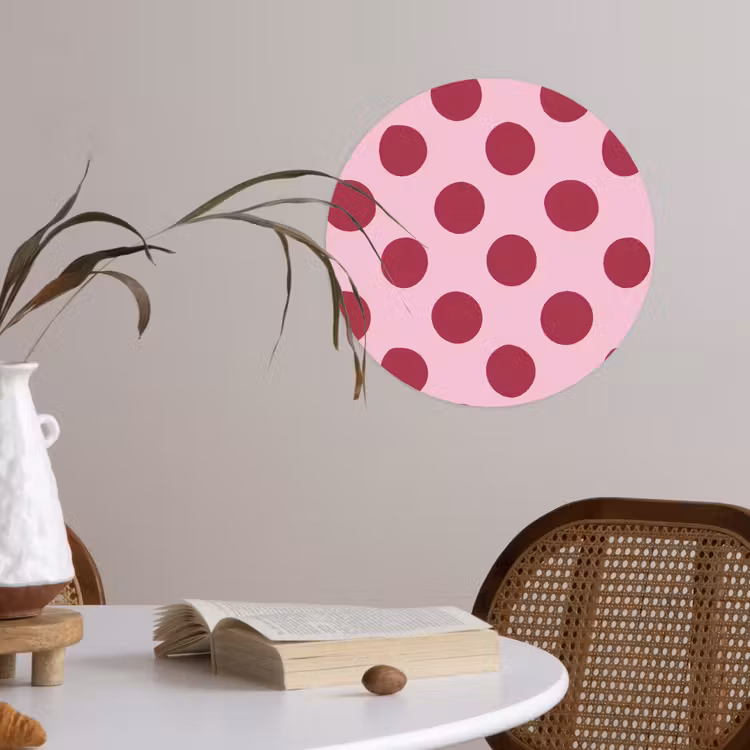 Stippen - Patroon - Bordeaux Wandcirkel behangsticker klein 186 -sfeer3