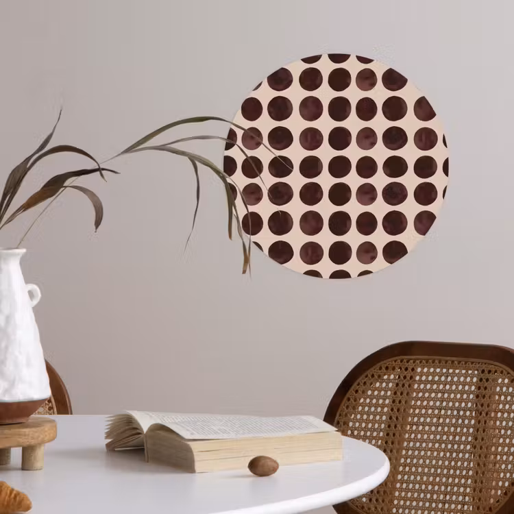 Stippen - Patroon - Bruin Wandcirkel behangsticker klein 186 -sfeer3