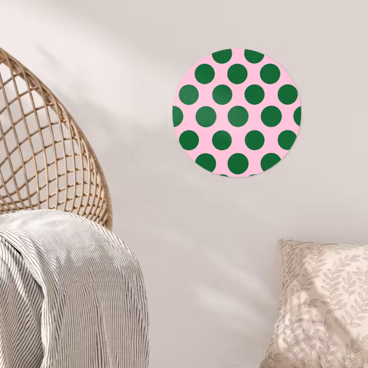 Polkadots - Patroon - Groen Wandcirkel behangsticker klein 186 -sfeer4