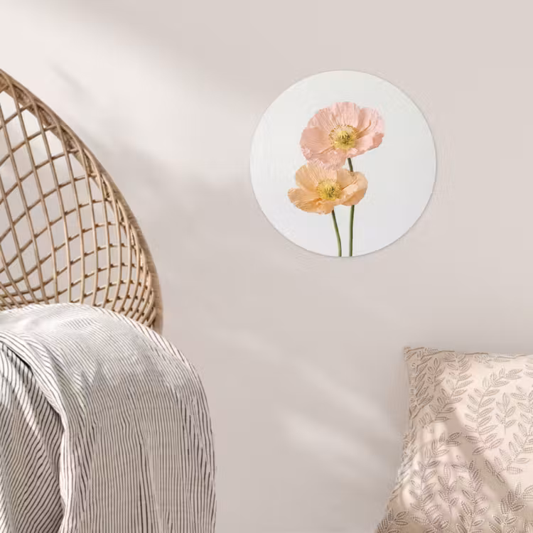 Papavers - Botanisch - Roze Wandcirkel behangsticker klein -sfeer4