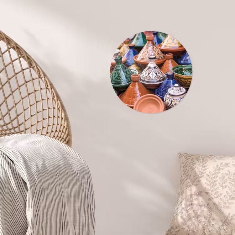 Wallpaper Circle - Pottery - Colorful - Pattern - Aardewerk - Kleurrijk - Patroon Wandcirkel behangsticker klein