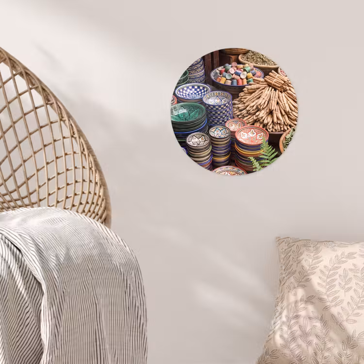 Wallpaper Circle - Pottery - Oriental - Colorful - Aardewerk - Oosters - Kleurrijk Wandcirkel behangsticker klein