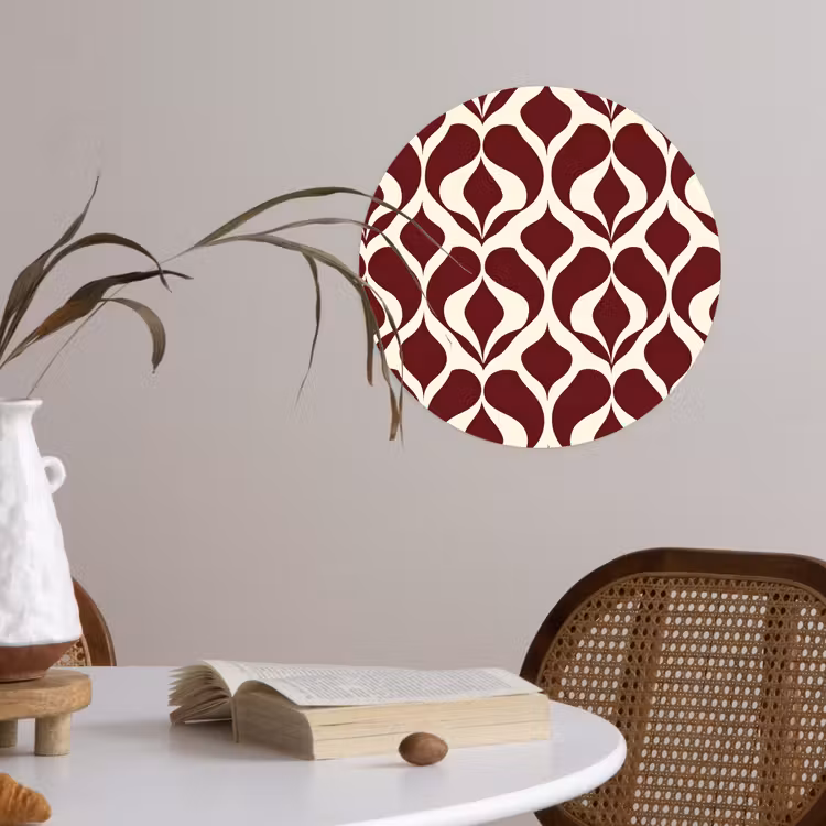 Rood - Druppelpatroon - Grafisch Wandcirkel behangsticker klein 186 -sfeer3