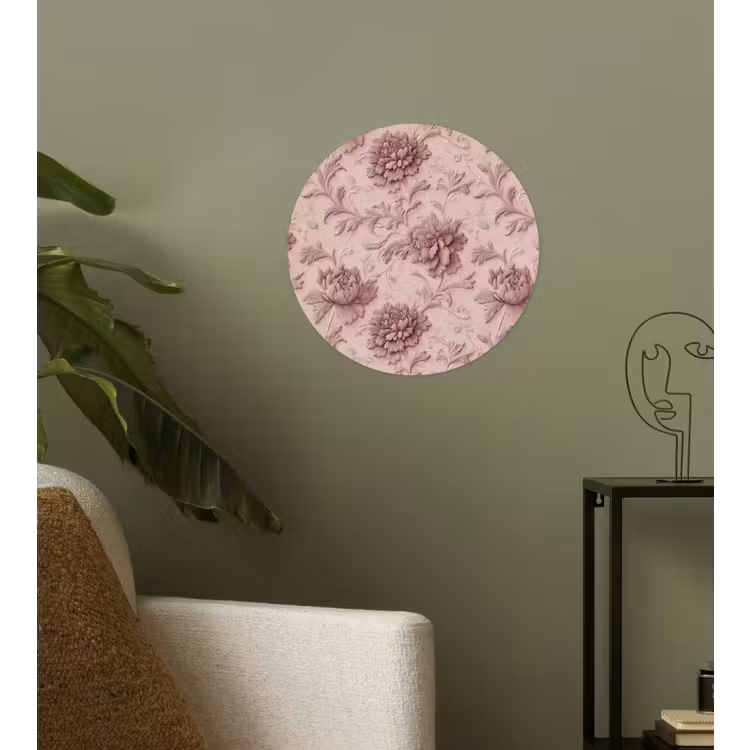 Reliëf - Pioenrozen - Roze Wandcirkel behangsticker klein 186 -sfeer2
