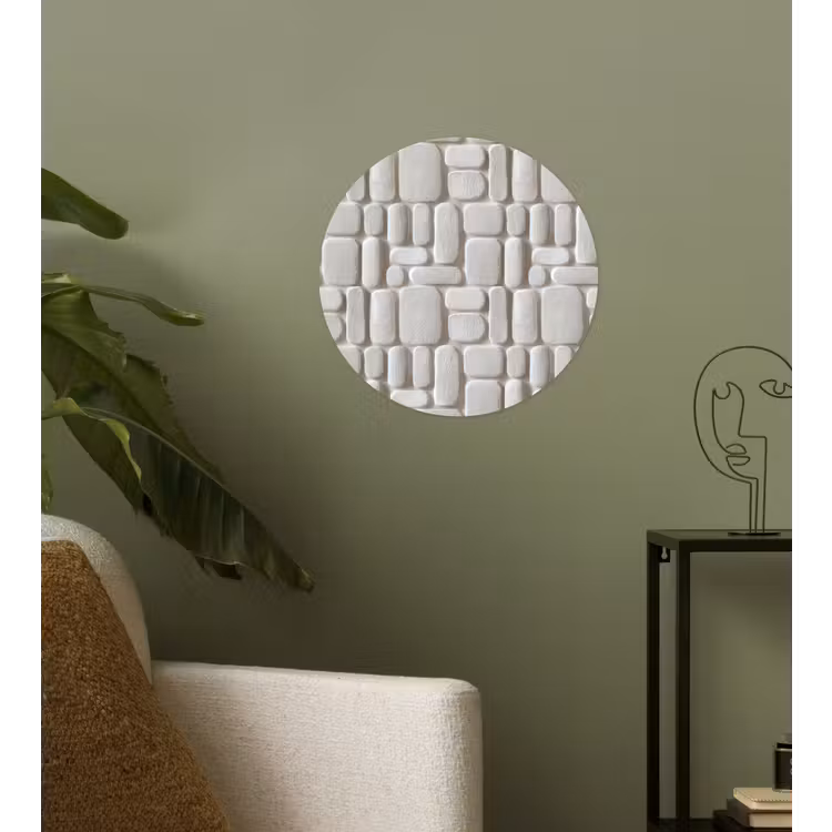 Reliëf - Structuur - Wit Wandcirkel behangsticker klein 186 -sfeer2