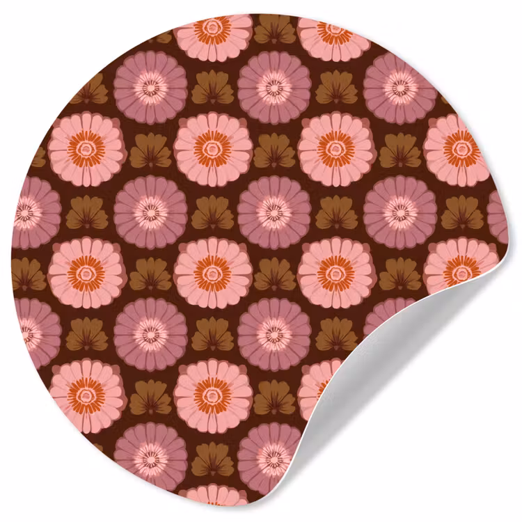 Retro - Madelief - Roze Wandcirkel behangsticker klein 186 -3d