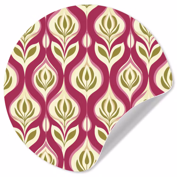 Retro - Floraal - Paars Wandcirkel behangsticker klein 186 -3d