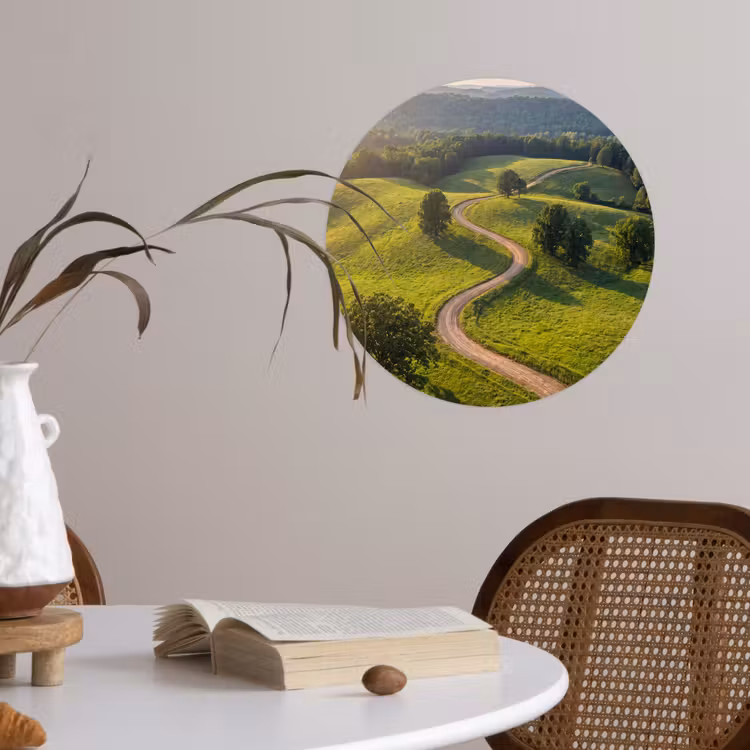 Weg - Weide - Natuur - Groen Wandcirkel behangsticker klein -sfeer3