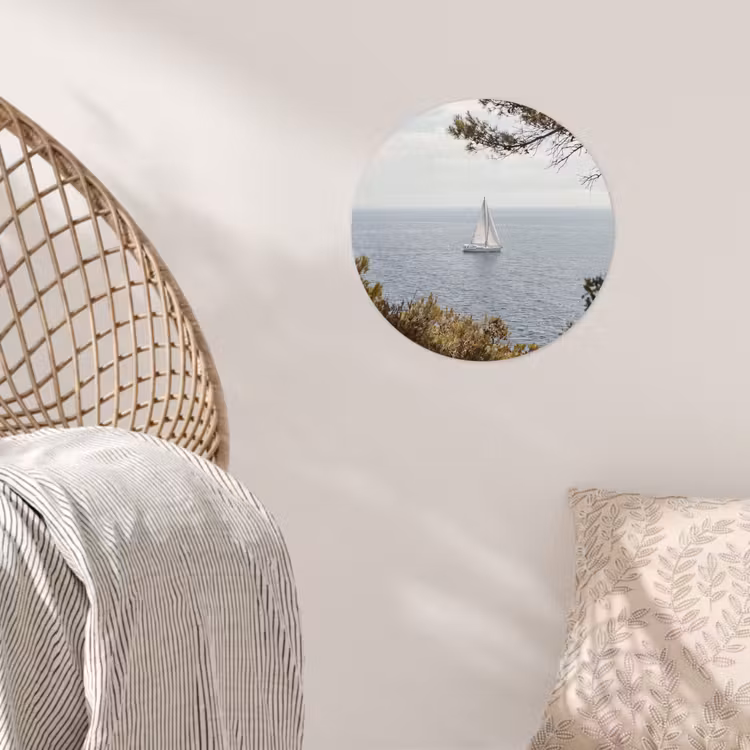 Wallpaper Circle - Sailboat - trees - water - Zeilboot - bomen - water Wandcirkel behangsticker klein