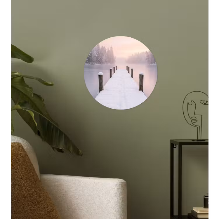 Steiger - Meer - Mist - Winter - Serene Wandcirkel behangsticker klein -sfeer2