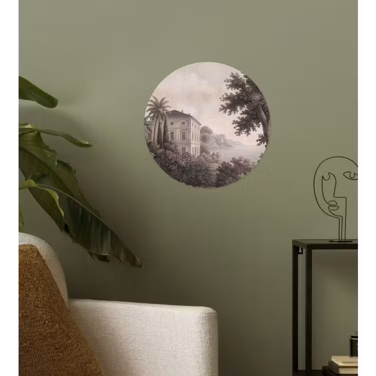 Zee - Villa - Beige Wandcirkel behangsticker klein -sfeer2