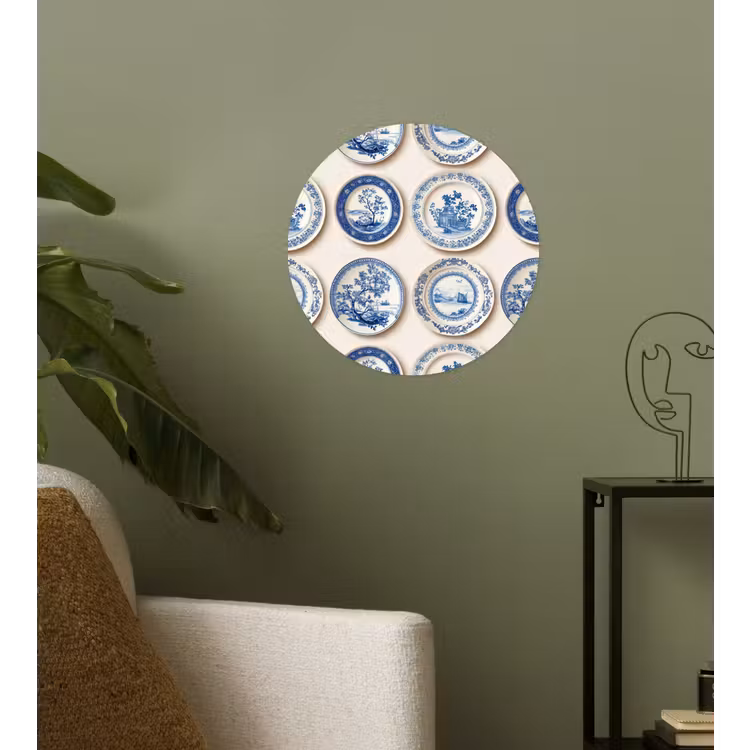 Borden - Bomen - Planten - Blauw Wandcirkel behangsticker klein 186 -sfeer2