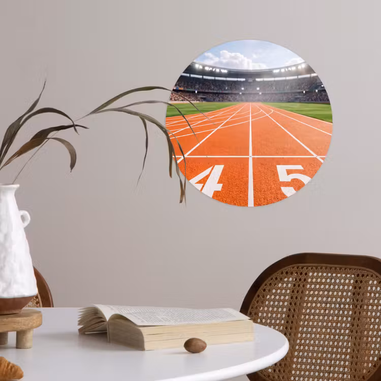 Sintelbaan - Stadion - Sport -Oranje Wandcirkel behangsticker klein -sfeer3