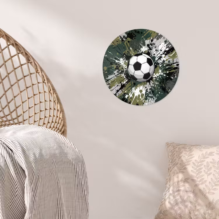 Voetbal - Verf - Spetters - Groen Wandcirkel behangsticker klein -sfeer4