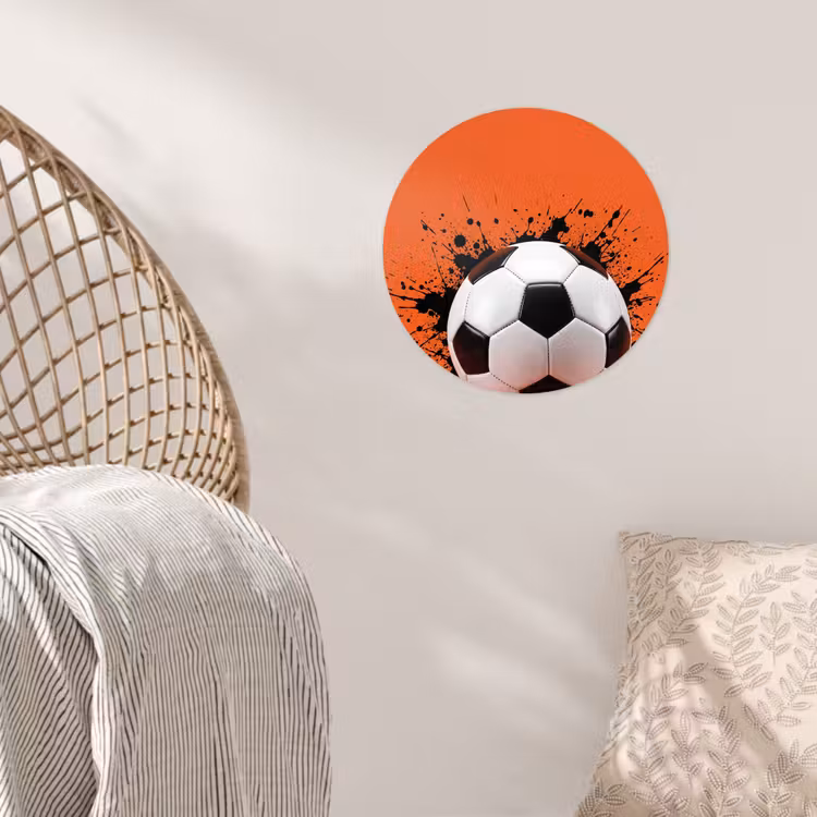 Voetbal - Verf - Sport - Oranje Wandcirkel behangsticker klein -sfeer4