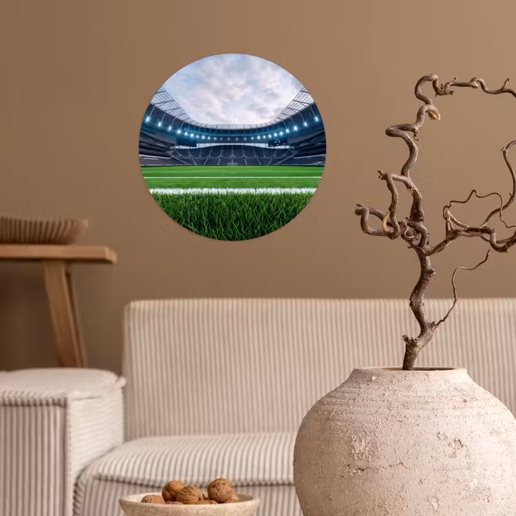Voetbal - Stadion - Sport - Groen Wandcirkel behangsticker klein -sfeer1