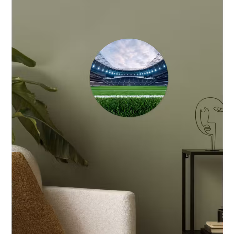 Voetbal - Stadion - Sport - Groen Wandcirkel behangsticker klein -sfeer2