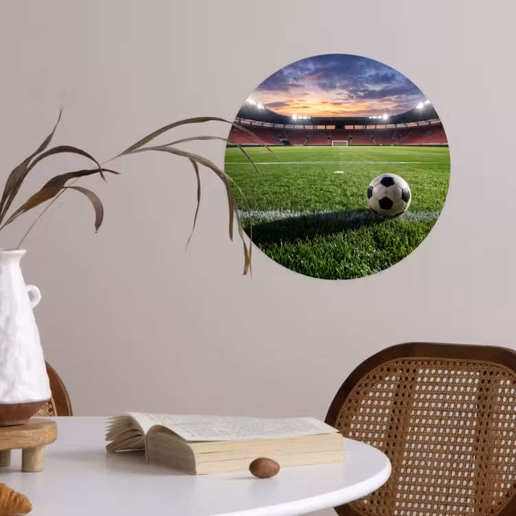 Voetbal - Stadion - Sport - Groen Wandcirkel behangsticker klein -sfeer3