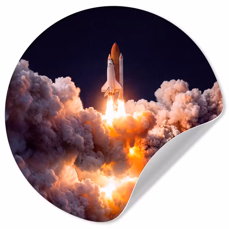 Wallpaper Circle - Spacecraft - Launch - Stars - Ruimtevaartuig - Lancering - Sterren Wandcirkel behangsticker klein
