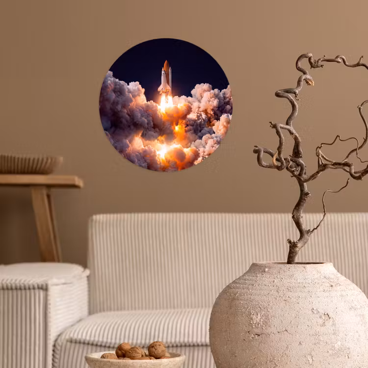 Wallpaper Circle - Spacecraft - Launch - Stars - Ruimtevaartuig - Lancering - Sterren Wandcirkel behangsticker klein