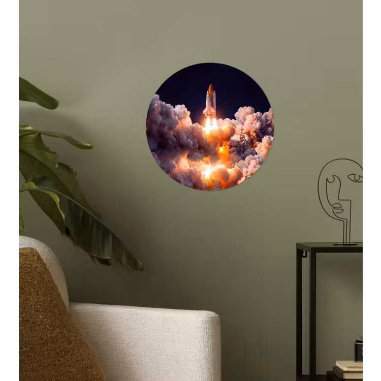 Wallpaper Circle - Spacecraft - Launch - Stars - Ruimtevaartuig - Lancering - Sterren Wandcirkel behangsticker klein