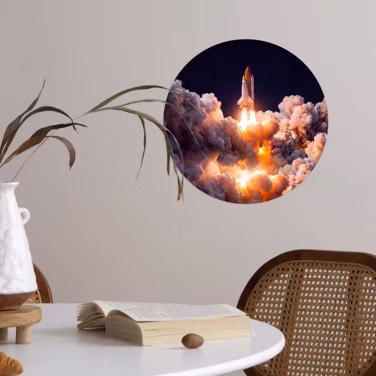 Wallpaper Circle - Spacecraft - Launch - Stars - Ruimtevaartuig - Lancering - Sterren Wandcirkel behangsticker klein