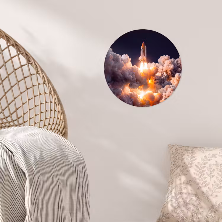 Wallpaper Circle - Spacecraft - Launch - Stars - Ruimtevaartuig - Lancering - Sterren Wandcirkel behangsticker klein