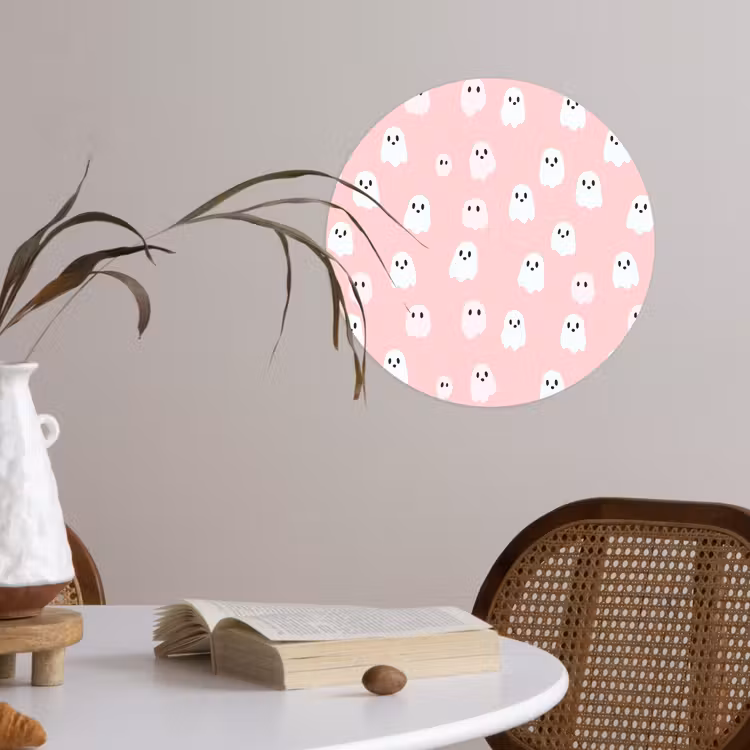 Spookjes - Patroon - Roze Wandcirkel behangsticker klein 186 -sfeer3