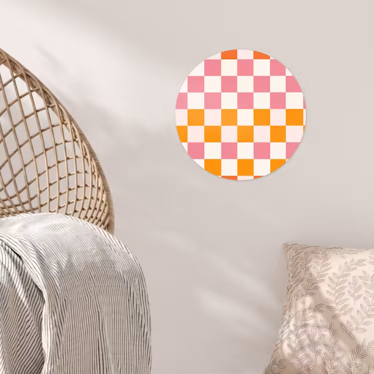 Vierkant - Patroon - Oranje Wandcirkel behangsticker klein 186 -sfeer4