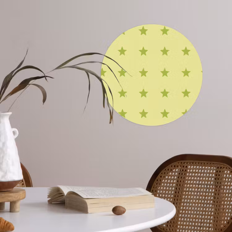 Sterren - Patroon - Groen Wandcirkel behangsticker klein 186 -sfeer3