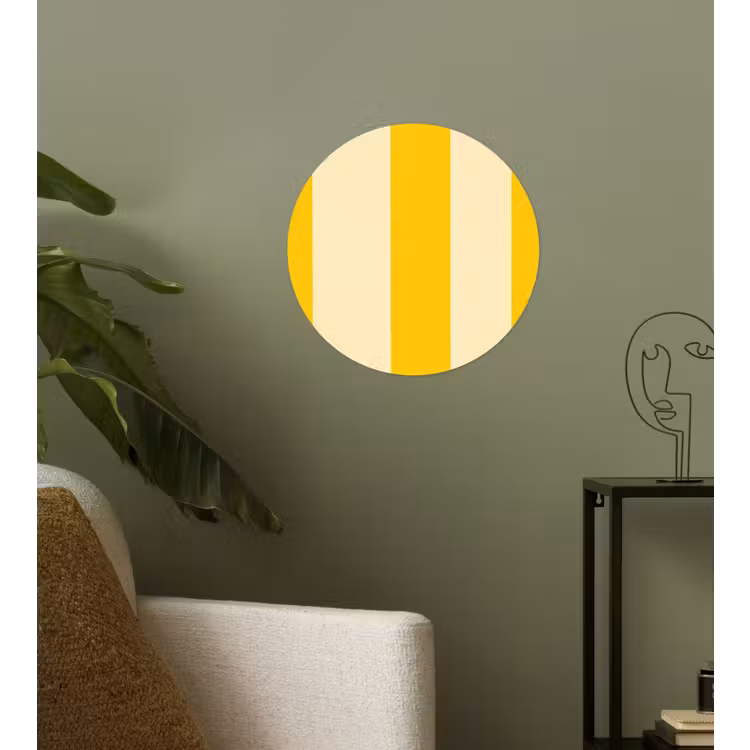 Strepen - Klassiek - Geel Wandcirkel behangsticker klein 186 -sfeer2