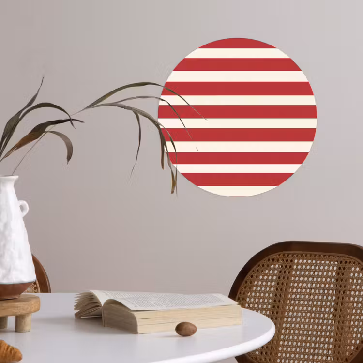 Strepen - Patroon - Rood Wandcirkel behangsticker klein 186 -sfeer3