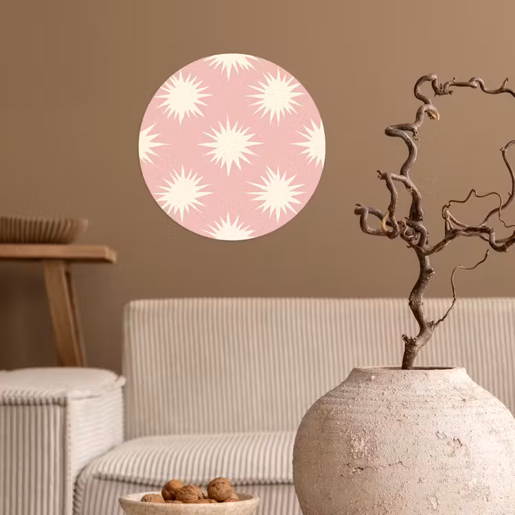 Zonnen - Patroon - Roze Wandcirkel behangsticker klein 186 -sfeer1