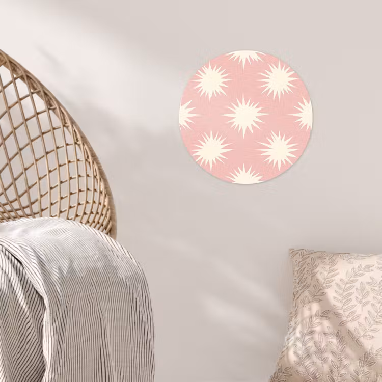 Zonnen - Patroon - Roze Wandcirkel behangsticker klein 186 -sfeer4