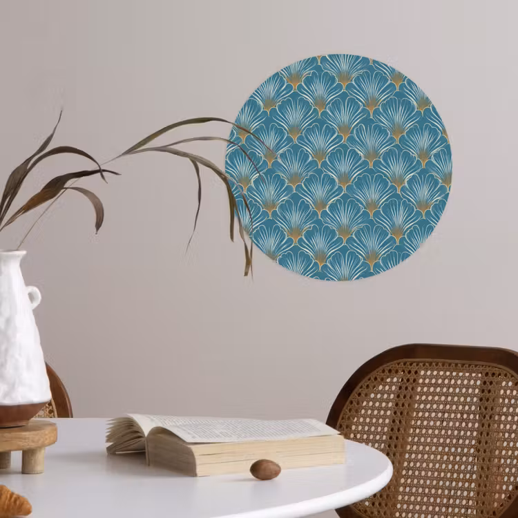 Symmetrisch - Patroon - Blauw Wandcirkel behangsticker klein 186 -sfeer3