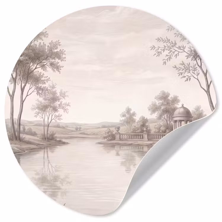 Terras - Water - Natuur - Landschap Wandcirkel behangsticker klein -3d