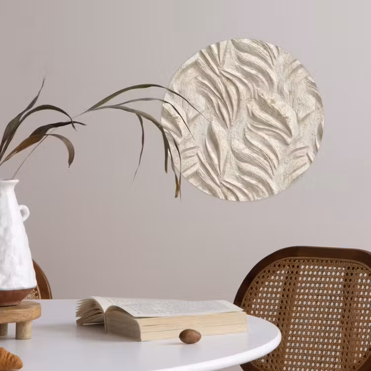 Textuur - Reliëf - Beige Wandcirkel behangsticker klein 186 -sfeer3