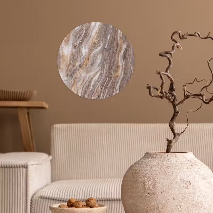 Textuur - Steen - Abstract - Beige Wandcirkel behangsticker klein -sfeer1