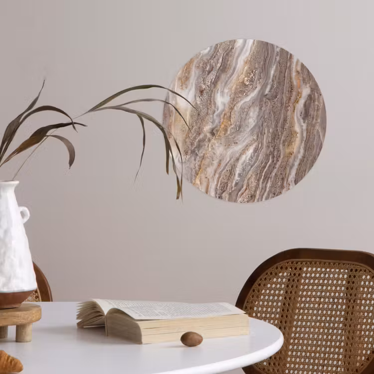 Textuur - Steen - Abstract - Beige Wandcirkel behangsticker klein -sfeer3