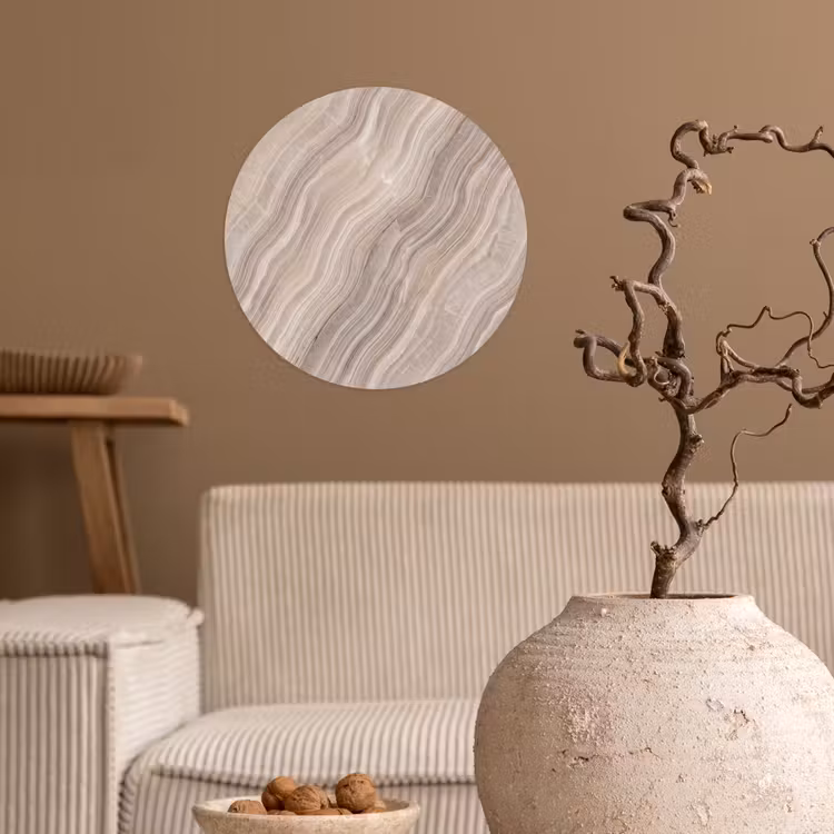 Textuur - Golvend - Abstract - Modern - Beige Wandcirkel behangsticker klein -sfeer1