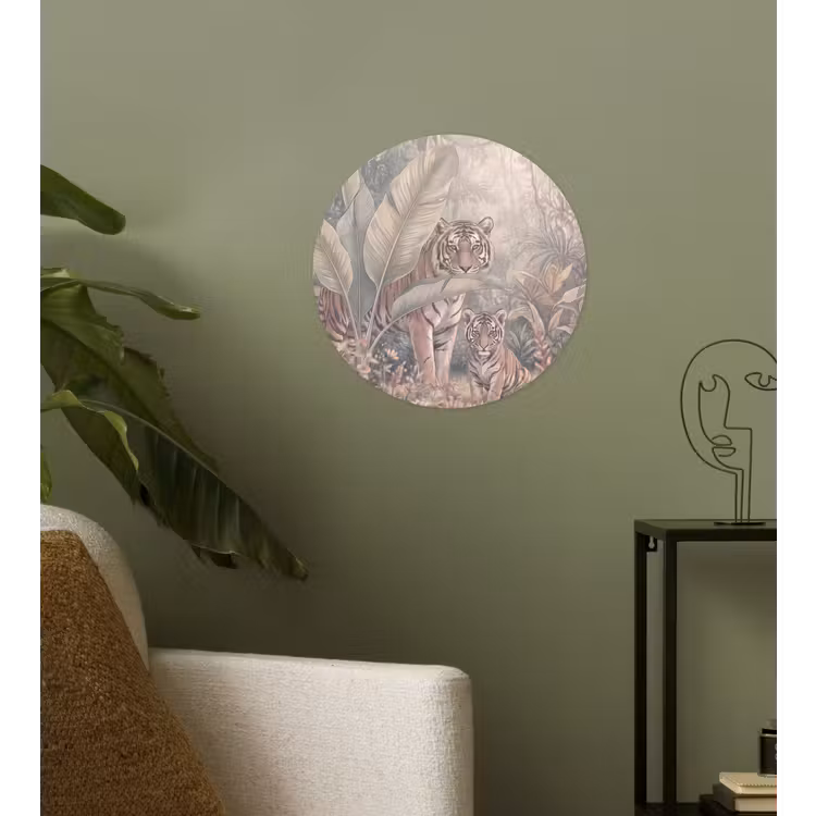 Tijger - Welp - Jungle - Illustratie - Dieren Wandcirkel behangsticker klein -sfeer2