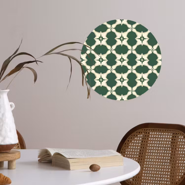 Tegel - Klassiek - Groen Wandcirkel behangsticker klein 186 -sfeer3