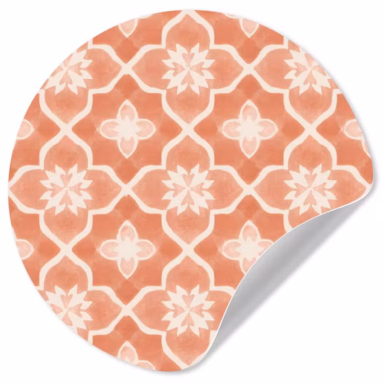Tegelpatroon - Arabesk - Vintage - Terracotta Wandcirkel behangsticker klein 186 -3d