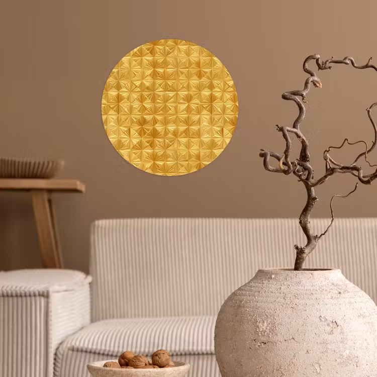 Tegels - Geometrisch - Reliëf - Goud Wandcirkel behangsticker klein 186 -sfeer1
