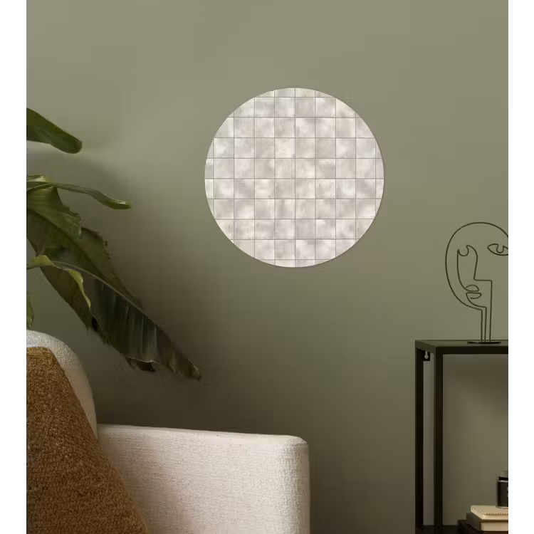 Tegels - Natuurlijk - Grijs Wandcirkel behangsticker klein 186 -sfeer2