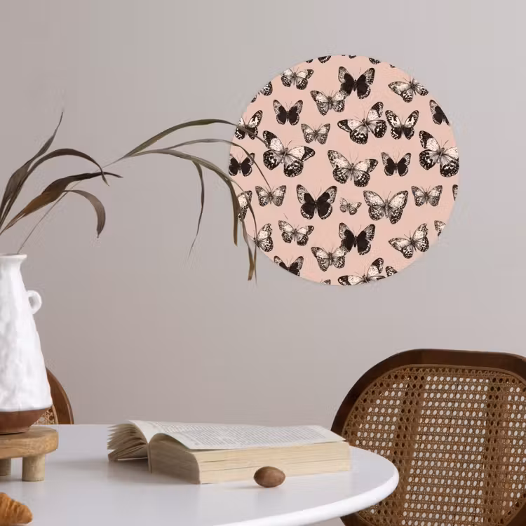 Tijdloos - Vlinders - Perzik Wandcirkel behangsticker klein 186 -sfeer3