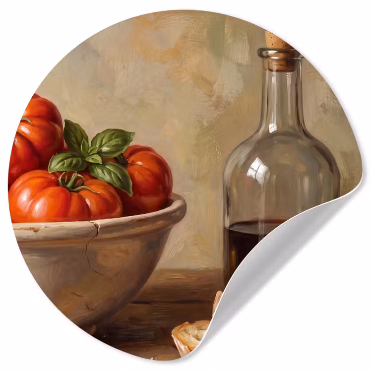 Wallpaper Circle - Tomatoes - Bowl - Food - Tomaten - Kom - Eten Wandcirkel behangsticker klein